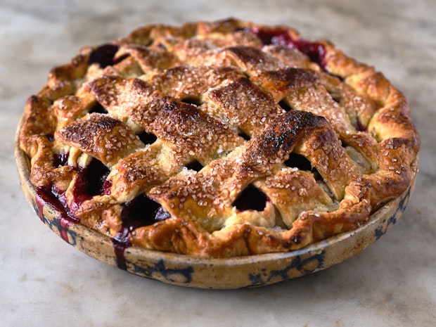 berry pie with lattice top crust