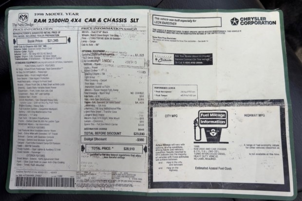 1998 Dodge Ram 2500 Laramie SLT 4×4 Cummins 5-Speed